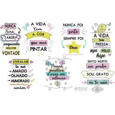 Matriz de Bordado Frases Coleção 