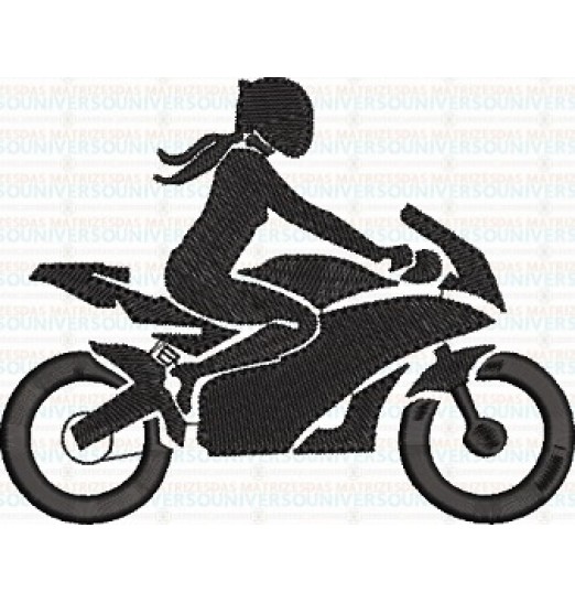 Matriz de Bordado Mulher na Moto