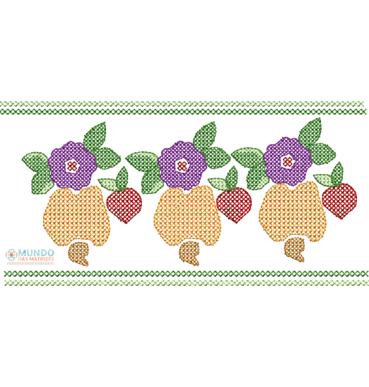 Matriz de Bordado Frutas e Legumes 01 - Ponto Cruz