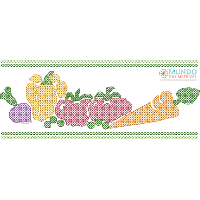  Matriz de Bordado Frutas e Legumes 03 - Ponto Cruz 